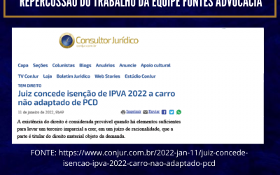 Juiz concede isenção de IPVA 2022 a carro não adaptado de PCD
